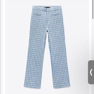 zara gingham mini flare pants XS